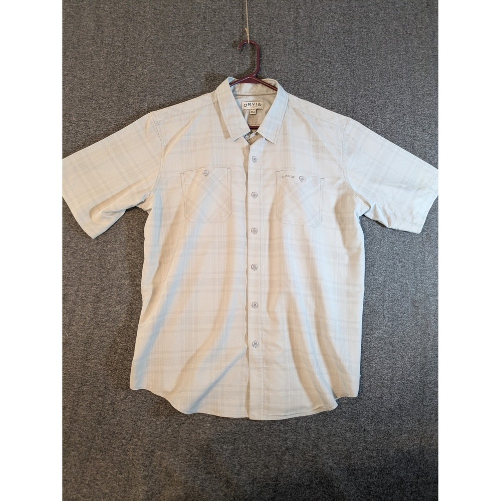 ORVIS Classic Collection Shirt Mens XL Short‎ Sleeve Plaid Button Up Polyester